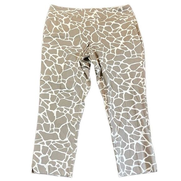 Slim-sation Animal Print Pull-on Twill Ankle Pants 22W - Picture 1 of 13
